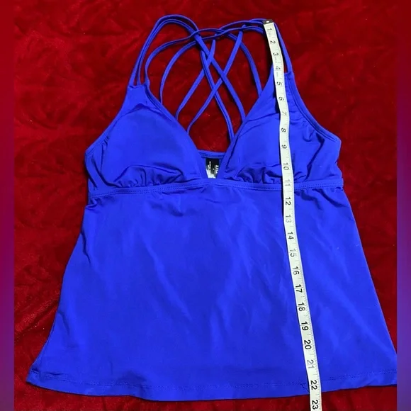 Like New Medium Ana Tankini Top Beautiful Blue padding slimming flattering Cute - Picture 3 of 14